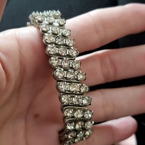 Silverton expansion bracelet 3 rows of clear rhinestones wedding prom bridesmaid